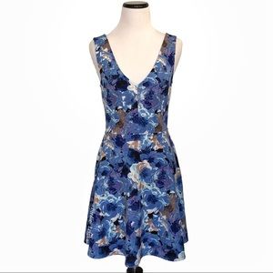Forever 21 Sleeveless Blue Floral Skater Dress